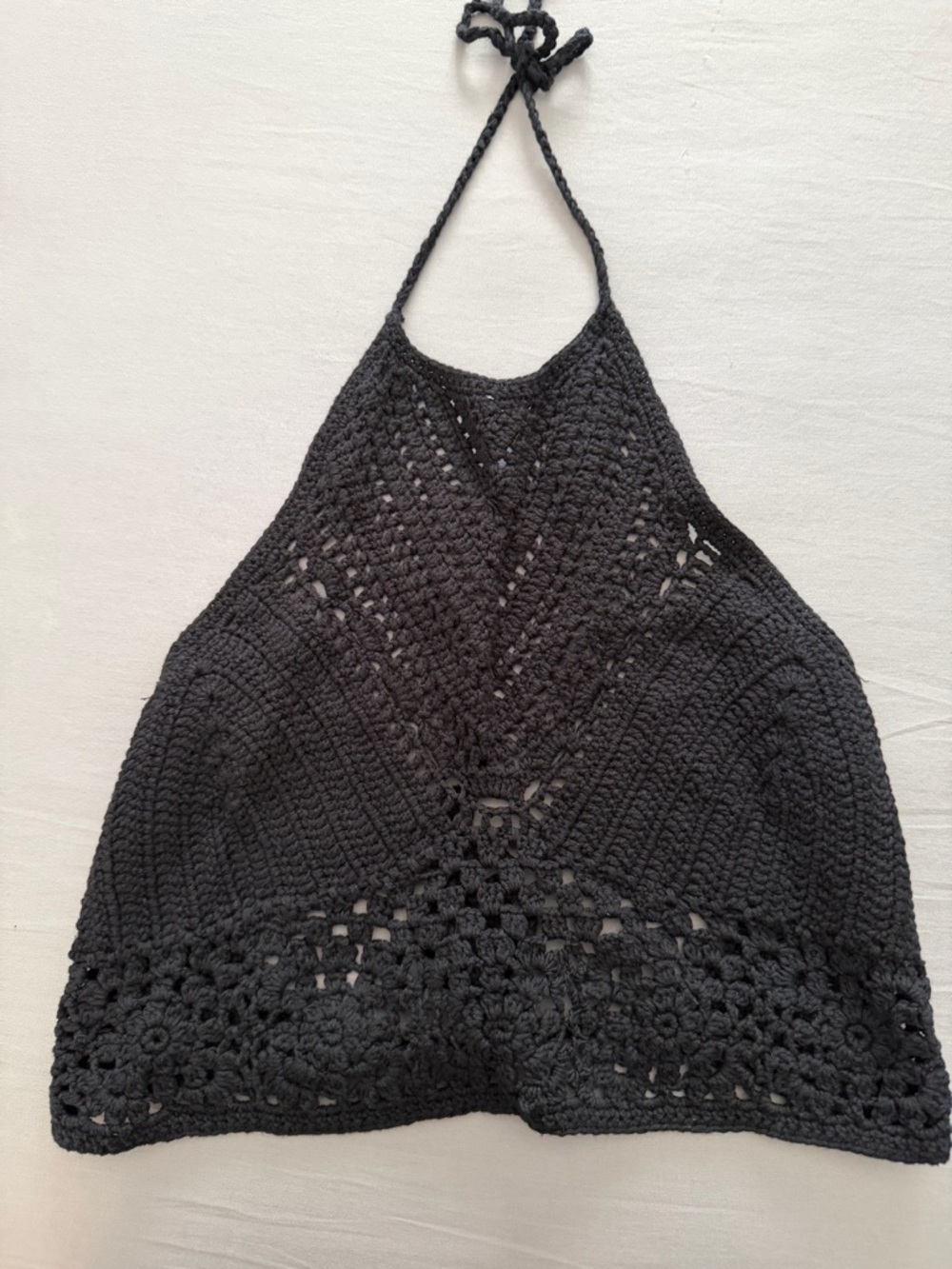 Handmade Black Crochet Halter Top